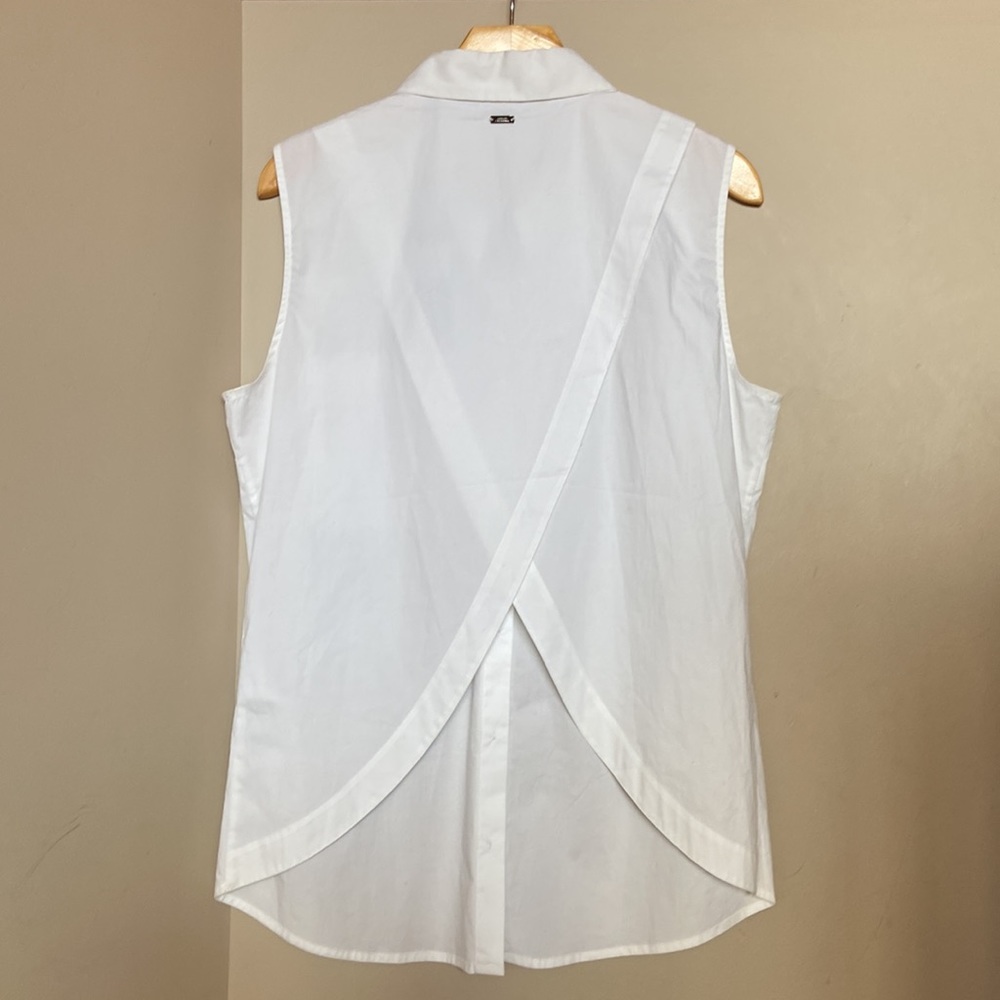 armani exchange white sleeveless blouse / top